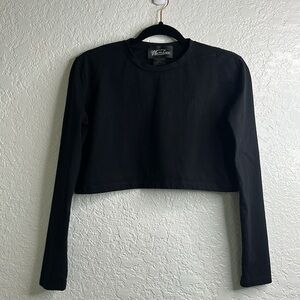 We11done Black Cropped Long Sleeve T-Shirt Sz S
